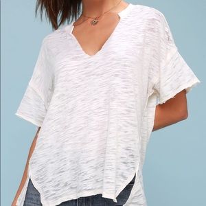 Maddie White Burnout Tee Free People Size Medium